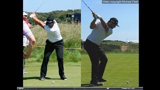 Jon Rahm golf swing  Long Iron faceon amp downtheline July 2017 [upl. by Siladnerb]