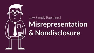 Misrepresentation and Nondisclosure  Contracts  Defenses amp Excuses [upl. by Eppillihp]