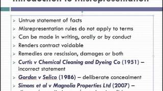 Misrepresentation Lecture 1 of 4 [upl. by Laniger574]